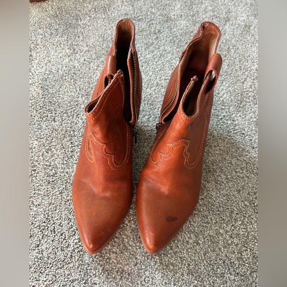 Frye Leather Reina Cognac Booties - Picture 2 of 5